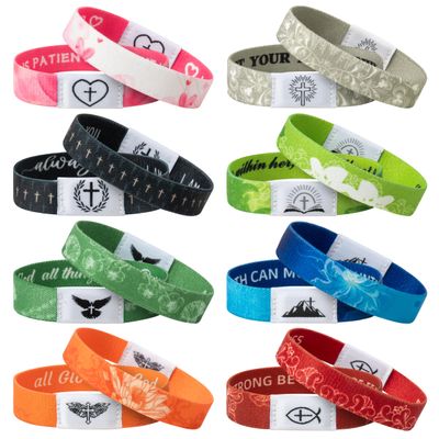 EYxsaxenk NFC Bible Verse Bracelets - 16Pcs Colorful Daily Bible Verse Nfc Bracelet Religious Inspirational Christian Friendship Accessory for Men Women Adult Teen Birthday Jewelry Gift Party Supplies