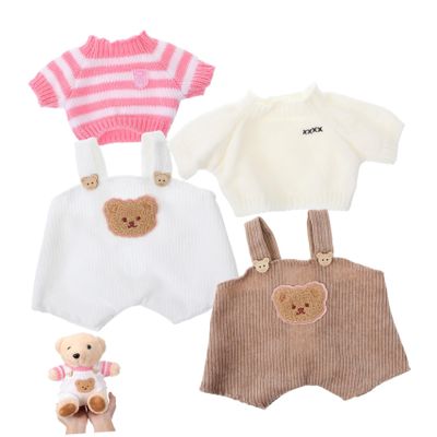 KONTONTY 2 Sets Bear Clothes Outfit for Plush Animals Includes Sweater and Suspender Pants for Creative Play and Imaginative Dress Up Activities