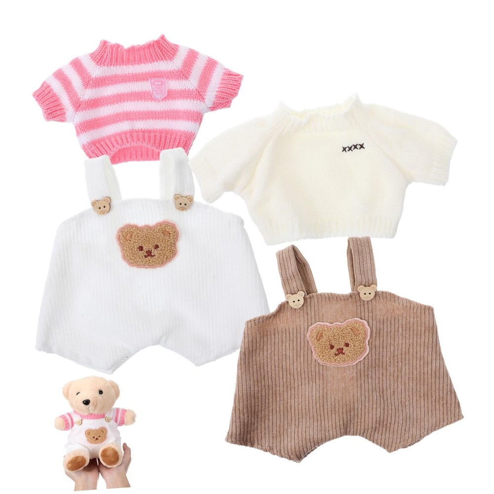 KONTONTY 2 Sets Bear Clothes Outfit for Plush Animals Includes Sweater and Suspender Pants for Creative Play and Imaginative Dress Up Activities