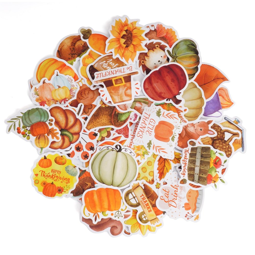 100PCS Fall Stickers Cute Autumn-Themed Stickers Thanksgiving Decorations for Adults and Teens Suit for Water Bottles Laptops Scrapbooks Cards