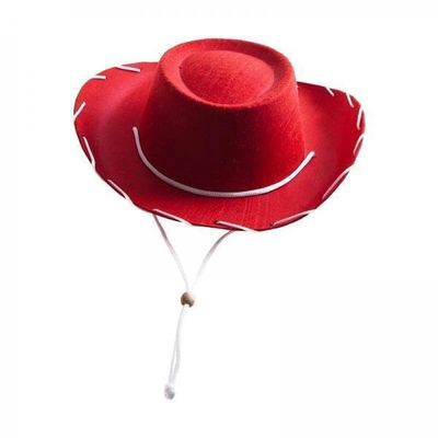 3x Wide Brim Hat Cowgirl Unisex Adult Sun Hat Hats for Outdoor Party Role Play Fancy Dress Clothing, Red