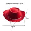 3x Wide Brim Hat Cowgirl Unisex Adult Sun Hat Hats for Outdoor Party Role Play Fancy Dress Clothing, Red view 3