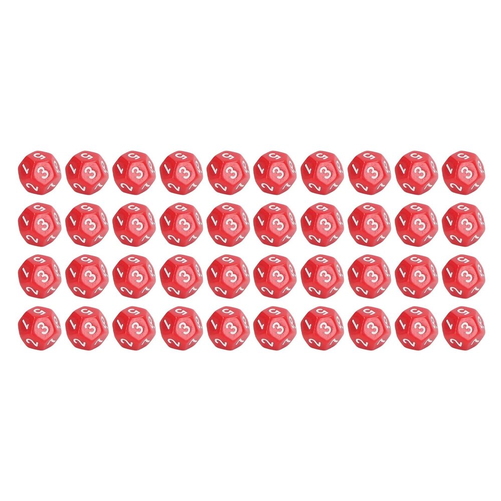 12 Sided Dice Set Polyhedral Dice 40Pcs Durable Plastic Easy Read Numbers for Board Games Family Party Club Education Entertainment (Red)