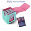 AFIING MTG Deck Box for Commander Display,Card Deck Case Fits 100 Double Sleeved Cards, Magic Commander TCG Card Storage Box with 2 Dividers,Dice Bag and 1 Toploader(Green Rose pink) view 2