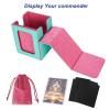 AFIING MTG Deck Box for Commander Display,Card Deck Case Fits 100 Double Sleeved Cards, Magic Commander TCG Card Storage Box with 2 Dividers,Dice Bag and 1 Toploader(Green Rose pink) view 4