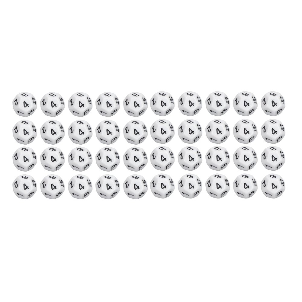 12 Sided Dice Set Polyhedral Dice 40Pcs Durable Plastic Easy Read Numbers for Board Games Family Party Club Education Entertainment (White)