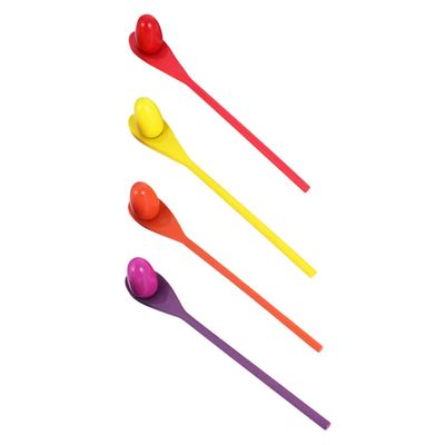 BRIGHTFUFU 4Set Wooden Egg and Spoon Race Game Fun Outdoor Relay Race for Balancing Game for Family Picnics Birthday Parties and Class Activities