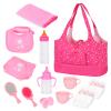 ECORELF Baby Doll Accessorie, 13 Pcs Doll Stuff Acessories Storage Diaper Bag Set for 14-18 Inch Dolls, Feeding and Caring Set Includes Diaper, Bottle etc Suitable Pretend Play view 1
