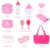 ECORELF Baby Doll Accessorie, 13 Pcs Doll Stuff Acessories Storage Diaper Bag Set for 14-18 Inch Dolls, Feeding and Caring Set Includes Diaper, Bottle etc Suitable Pretend Play view 3