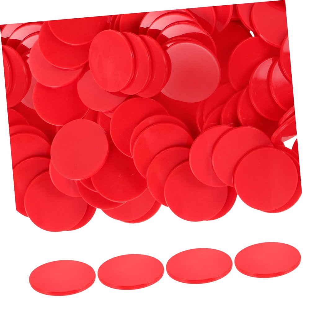 100pcs Gaming Chips Party Size Chips Math Counters Chips Bulk Playing Chips for Games Learning Math Counting Chips Entertainment Chips Board Game Tokens Red Plastic