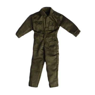 1:12 Scale Action Figure Clothes Uniform Jumpsuit Trendy Dress up, Casual, Doll Costume for 6" Male Figures, Green