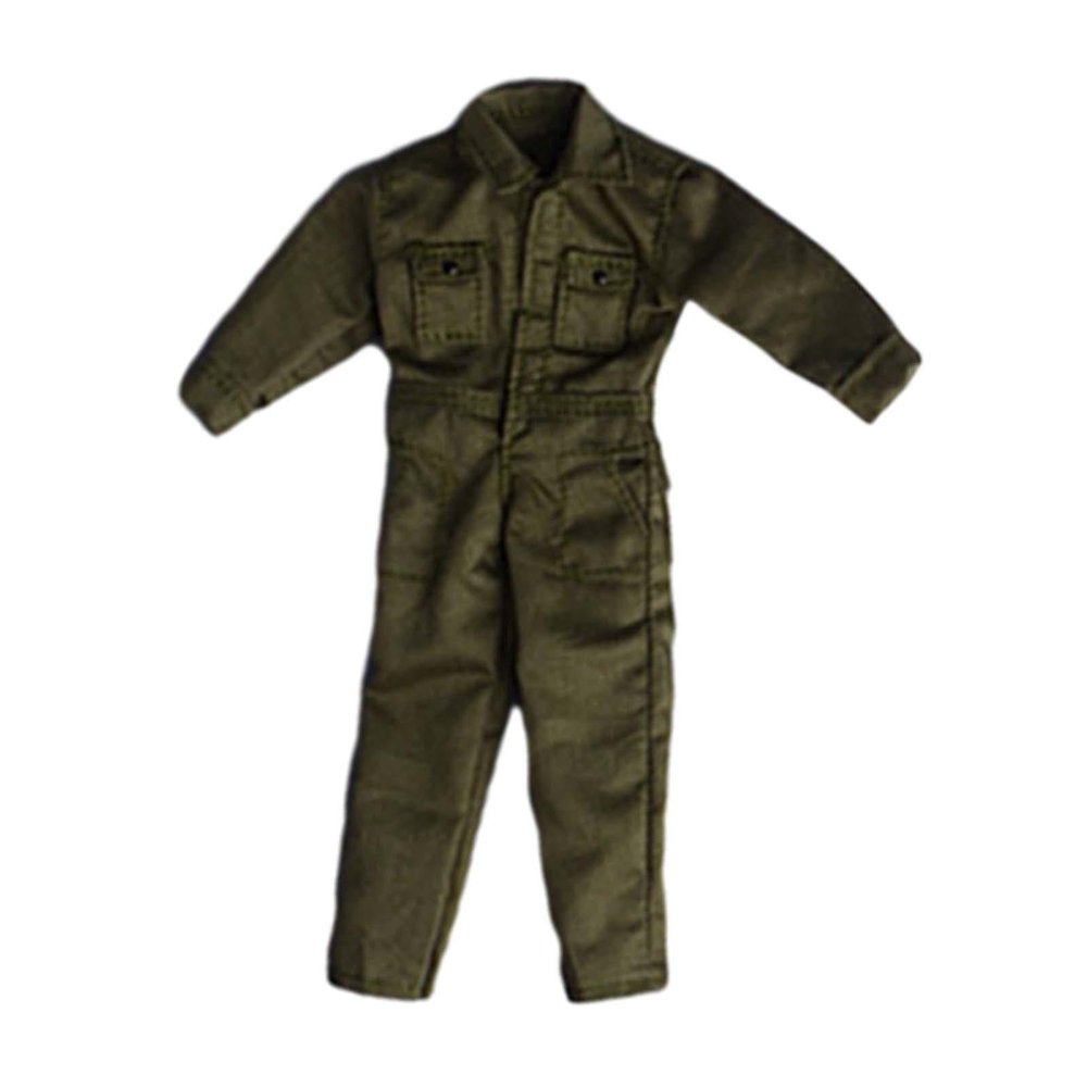 1:12 Scale Action Figure Clothes Uniform Jumpsuit Trendy Dress up, Casual, Doll Costume for 6" Male Figures, Green