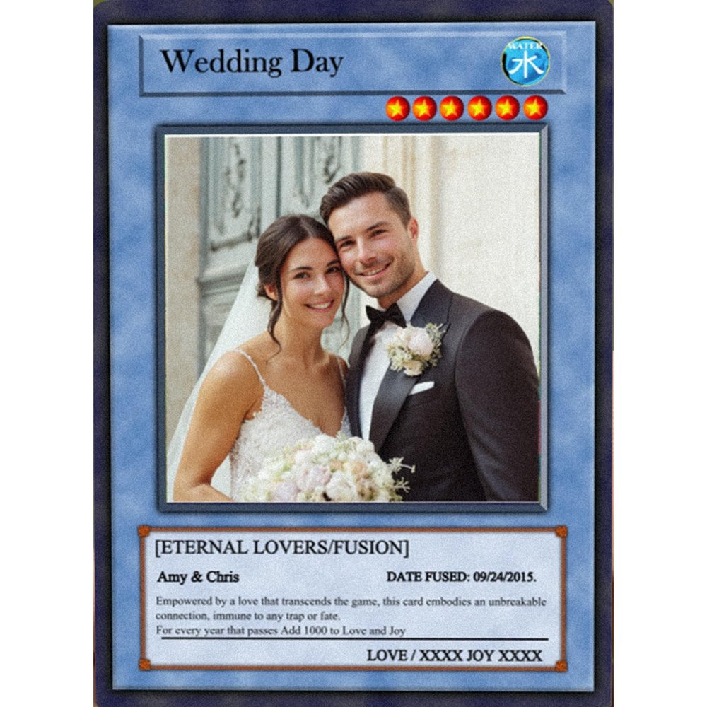 Canvas Freaks Pokepet Aureliq Summon Wedding Card  Custom Anime-Inspired Gift with Real Photo for Bride, Groom, or Couple