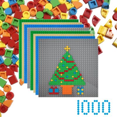 Bunu1492 Classic Baseplate Building Plates Set for Kids  8 Pack 32x32 DIY Mosaic Boards with 1000 Mini Bricks, Creative STEM Toy for Boys & Girls Ages 3+, Custom Art Gift
