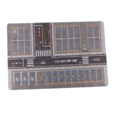 Simhoa 1/64 Scale Parking Lot Model Building Diorama Nonslip Layout Pad Scene Display Mini Car Garage for Vehicle Scene Toy, H