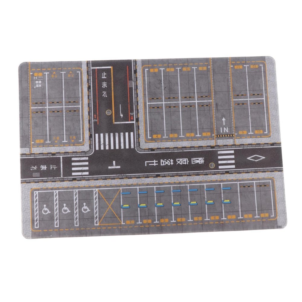 Simhoa 1/64 Scale Parking Lot Model Building Diorama Nonslip Layout Pad Scene Display Mini Car Garage for Vehicle Scene Toy, H