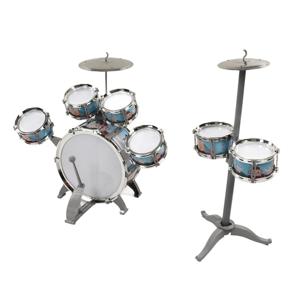 aqxreight Kids Jazz Drum Set 7 Drums Loud Sound Compact Beginner Drum Kit with Stool for 3 Years Old Above Professional Design Kids Drum SetKids Jazz Drum SetKids Jazz Drum KitToddler Drum