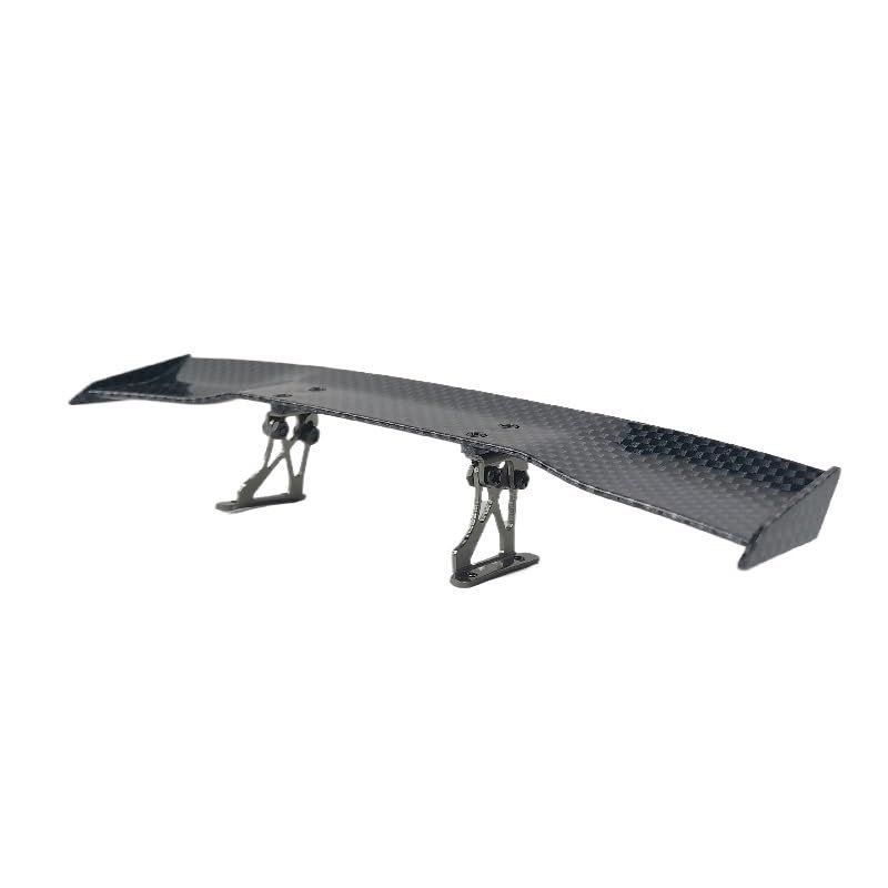 1/10 Scale for RC Car Plastic Rear Wing Spolier Carbon Fiber Pattern with Aluminum Support Drift On Road Touring Model Hobby(Yellow)