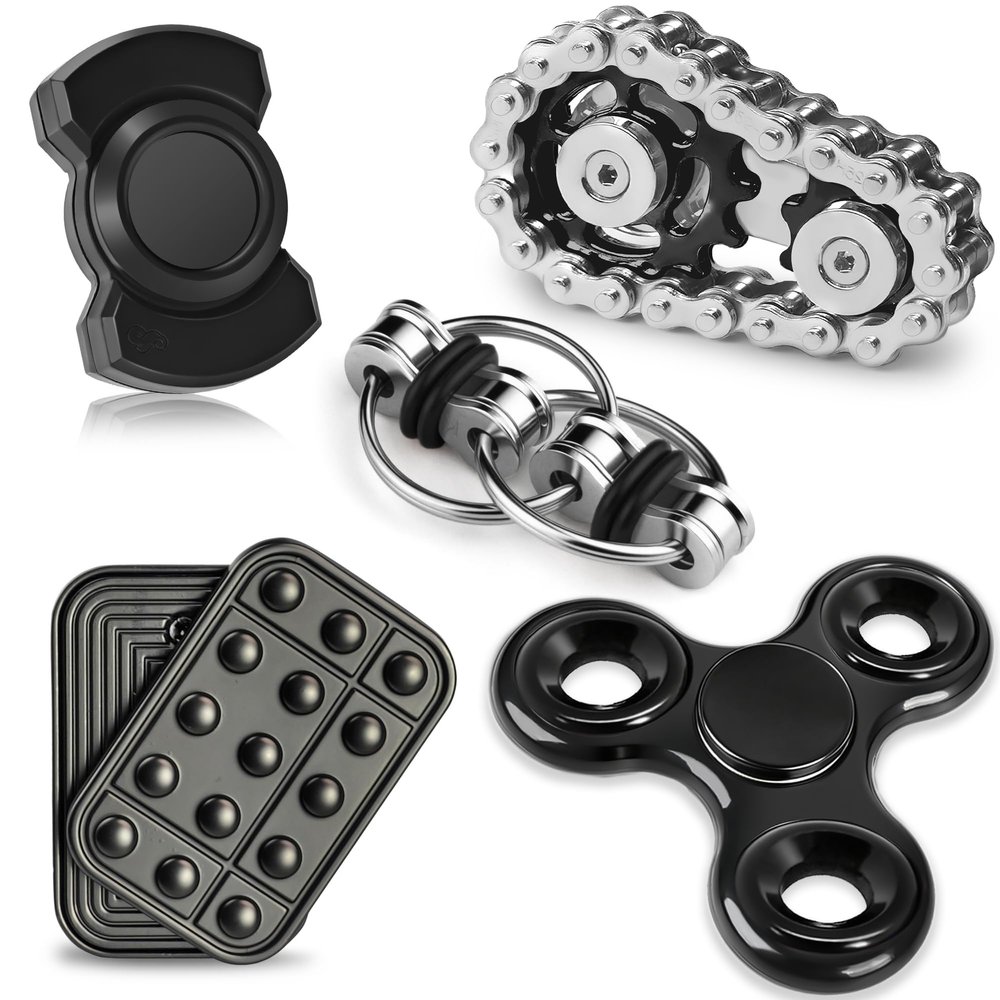 5 Pcs Fidget Toys Adults & Teen Metal Fidgets Spinner Easter Basket Stuffers for Teen Boys Magnetic Slider Cool Gadgets Office Desk Toy Stress Relief Sensory Items for Autism ADHD Anxiety Gifts