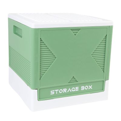 Aramox 37L Building Blocks Storage Container, Toys Storage Box with Building Baseplate, Foldable Stackable Organizer for Home, Craft Table Set Accessories (Green)