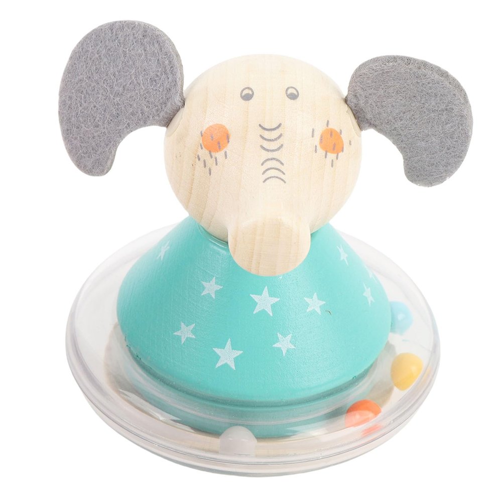 Aramox Cute Animal Musical Wobbler, Safe Wood Rattle Toy for Infants and Toddlers, UnToppling Design with Crisp Sound