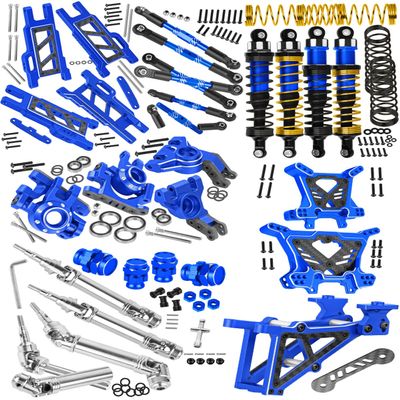 RCarmubWow Upgrades Part for 1/10 Jato 4X4(VXL),RC Driveshafts,Shock Absorber,Suspension Arms,Shock Towers,Caster Blocks,Steering Block,Stub Axle Carriers,Turnbuckles,Wing Mount w/Washer,Navy Blue