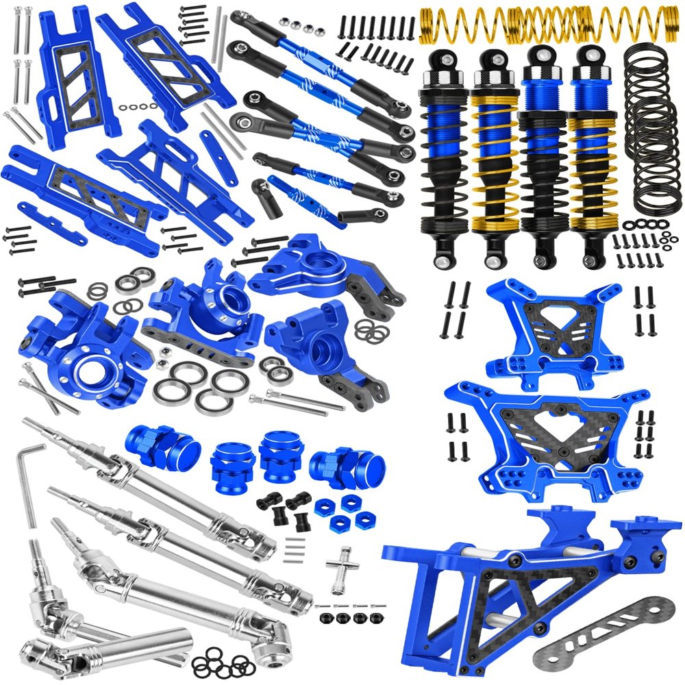 RCarmubWow Upgrades Part for 1/10 Jato 4X4(VXL),RC Driveshafts,Shock Absorber,Suspension Arms,Shock Towers,Caster Blocks,Steering Block,Stub Axle Carriers,Turnbuckles,Wing Mount w/Washer,Navy Blue