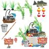 13pcs Fishing Cake Topper, Fishing Birthday Party Decorations with Seaweed Bucket Fish Happy Birthday Cake Decor for Theme Party Supplies Retirement Celebrations view 1