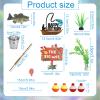 13pcs Fishing Cake Topper, Fishing Birthday Party Decorations with Seaweed Bucket Fish Happy Birthday Cake Decor for Theme Party Supplies Retirement Celebrations view 2