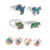 TOBBOMEY 4Pcs Color Changing Animal Mood Rings Thermochromic Finger Rings for Dinosaur Elephant Polar Bear Fun Carnival Costume Accessories view 4