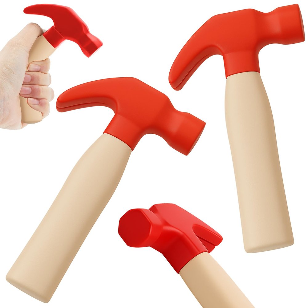 Zhanmai 2 Pcs Toy Foam Hammer, Fun Gift for Boys & Girls, Simulation Hammers to Release Anxiety, Classroom Educational Toy for Teens and Toddlers (Red)