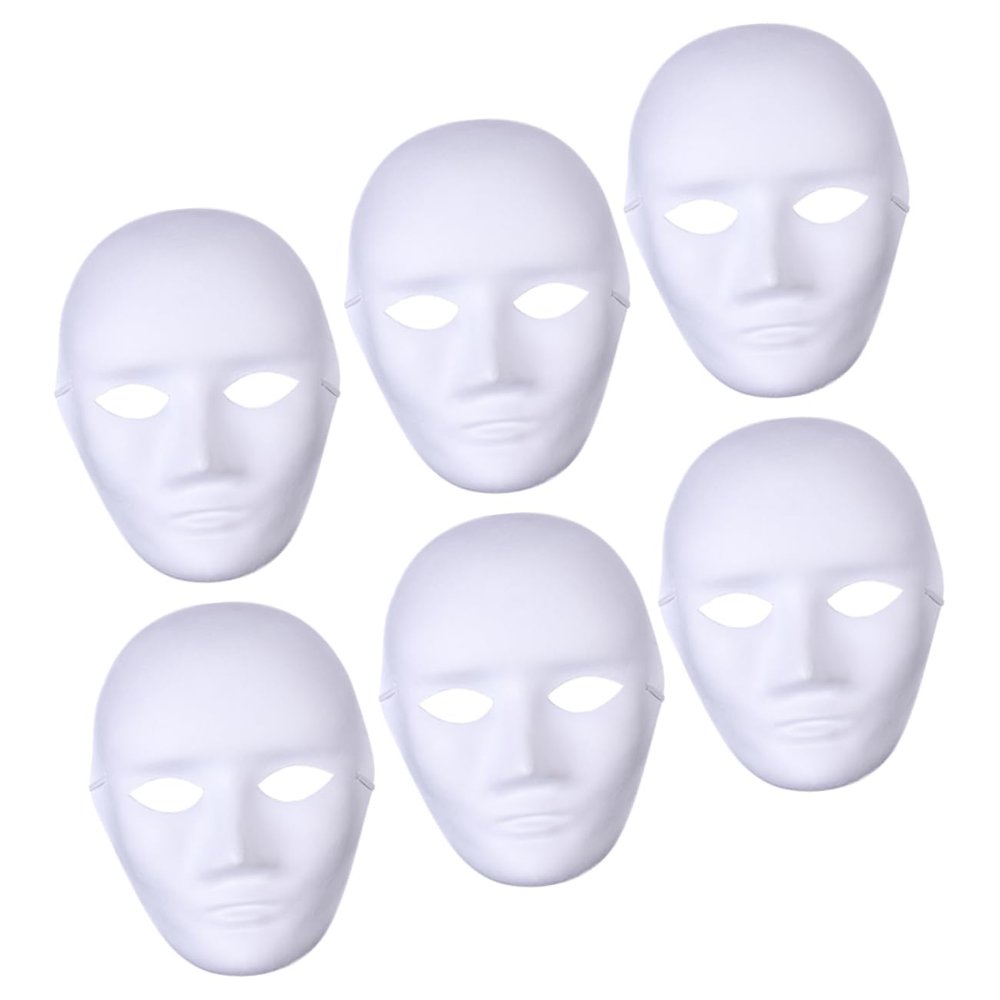 Abaodam 6Pcs DIY Unpainted Masks for Blank Pulp Masquerade Masks for Favors for Birthdays Carnivals School Events and Halloween