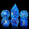 AUSTOR 7-Die DND Dice Set Handmade Sharp Edge Polyhedral Dice for Dungeons and Dragons D&D RPG MTG Table GamesBlue & Gold view 2