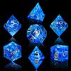 AUSTOR 7-Die DND Dice Set Handmade Sharp Edge Polyhedral Dice for Dungeons and Dragons D&D RPG MTG Table GamesBlue & Gold view 3
