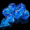 AUSTOR 7-Die DND Dice Set Handmade Sharp Edge Polyhedral Dice for Dungeons and Dragons D&D RPG MTG Table GamesBlue & Gold view 4