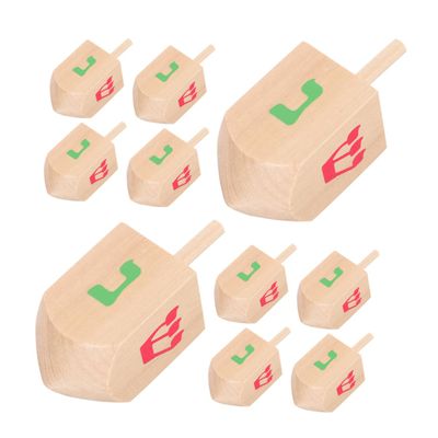 YARNOW 10Pcs Wooden Spinning Tops Safe Material for Skill Development for Home School and for Parties and Festivals