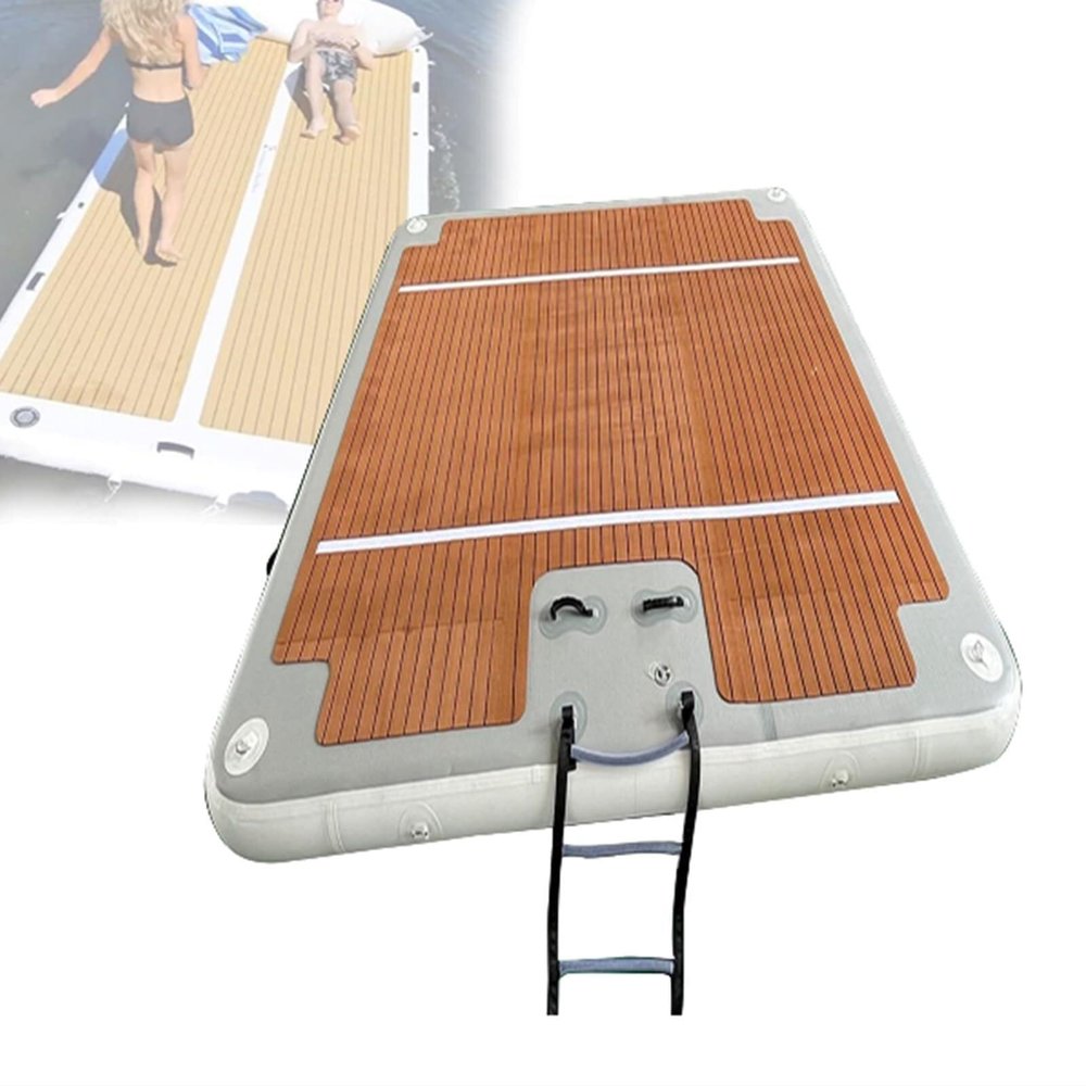 3x3m Inflatable Floating Yoga Mat, EVA Anti-Slip Water Platform for 3-8 People, Quick Inflation & Electric Pump, Floating Dock for Sunbathing & Relaxing(2 * 2m/6.6 * 6.6ft)