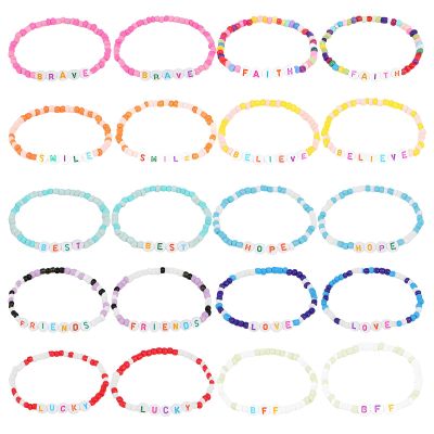 20Pcs Friendship Bracelets for Teen Girls,Colorful Classic Preppy Letter Beads Bracelets Stretchy Cute Friendship Princess Beaded Bracelet,Stackable Inspirational Jewelry Accessories for Teen Women