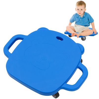 Scooter Board, 16 Inch Premium Plastic Sit & Scoot Floor Board with 4 Inch Non-Marring Performance Wheels & Safety Handles, Physical Education Class Equipment