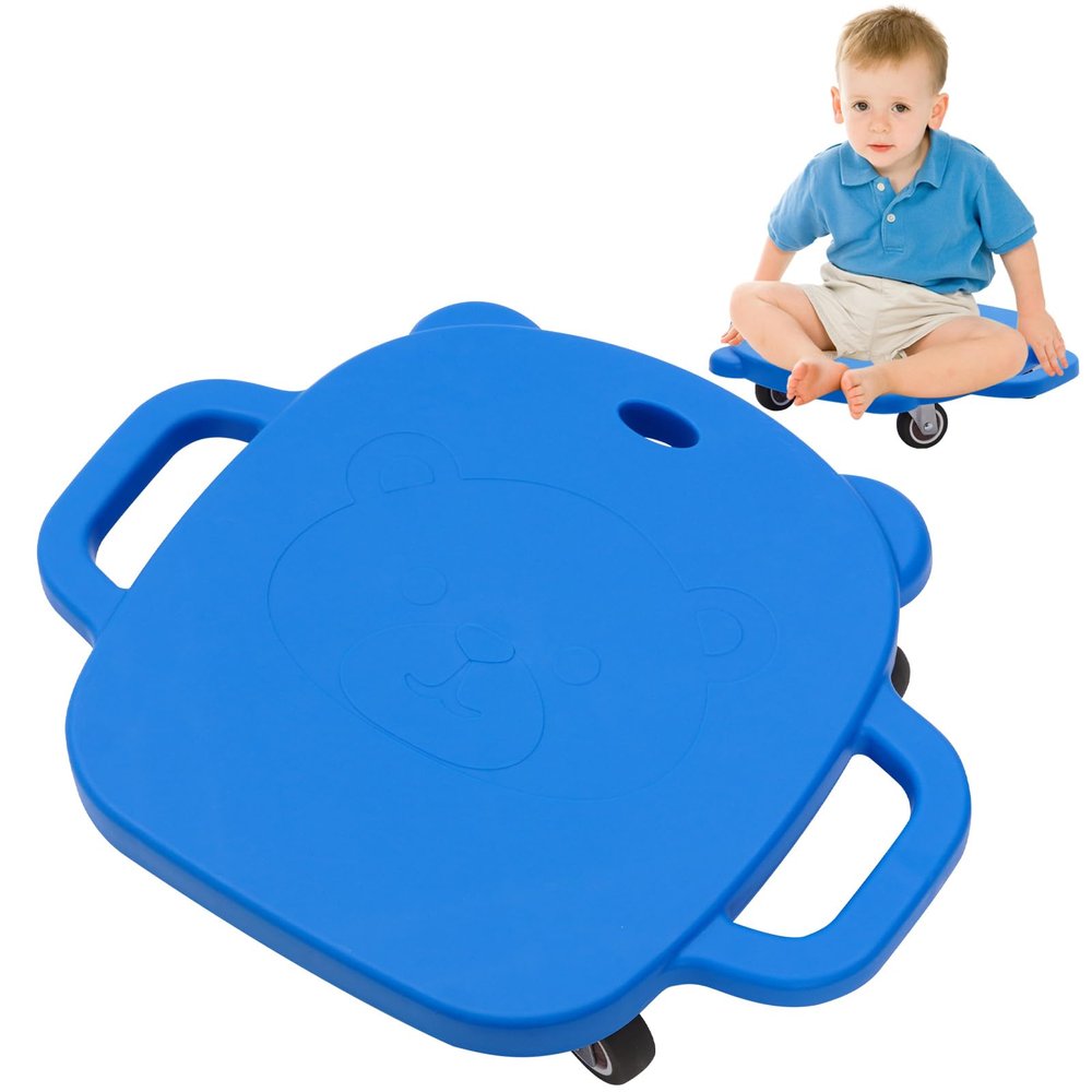 Scooter Board, 16 Inch Premium Plastic Sit & Scoot Floor Board with 4 Inch Non-Marring Performance Wheels & Safety Handles, Physical Education Class Equipment