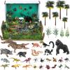 52 Pcs Rainforest Diorama Box Kit - Jungle Animal Model Figures Set, Artificial Tree Stump Fake Rocks Sand Stone Moss for DIY Craft Projects, Home Decoration, Collection Display view 1