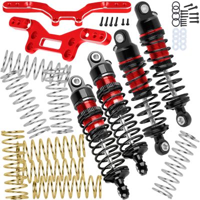 BRCatWPark Shock & Tower 3 Types of Hardness Springs Upgrades Part for 1/14 Typhon GROM Mega 380,ARA2106/ARA2306/ARA2306S,RC Alloy Front Rear Adjustable Spring Absorber & Shock Mounts,Red