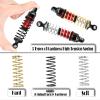 BRCatWPark Shock & Tower 3 Types of Hardness Springs Upgrades Part for 1/14 Typhon GROM Mega 380,ARA2106/ARA2306/ARA2306S,RC Alloy Front Rear Adjustable Spring Absorber & Shock Mounts,Red view 3