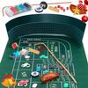 Proshine Craps Tabletop Game Set with 35*70" Rubber Craps Tabletop Layout Mat, 48*11" Rubber Craps Diamond Pyramid Bumper, 36" Rattan Stick, Casino Grade 19mm Dice, On/Off Button and 100 pcs Chips view 1
