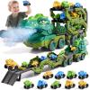 IHAHA 10 in 1 Dinosaur Truck Toys with 9 Dino Cars for Kids 3-5 Years, Dino Carrier Truck with Foldable Track, Spray, Light & Sounds, Birthday Gifts for Toddlers Boys Girls 3 4 5 6 7 8 Years Old view 1