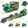 IHAHA 10 in 1 Dinosaur Truck Toys with 9 Dino Cars for Kids 3-5 Years, Dino Carrier Truck with Foldable Track, Spray, Light & Sounds, Birthday Gifts for Toddlers Boys Girls 3 4 5 6 7 8 Years Old view 2
