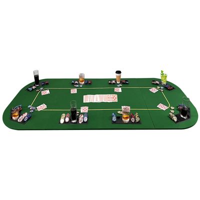 YUZPKRSI 79 x 36 Inch Foldable Poker Table Top, Rectangular Poker Table Topper Green Felt with Chips Tray & Cup Holders, Professional Texas Holdem Poker Mat with Carrying Bag for Card Casino Games