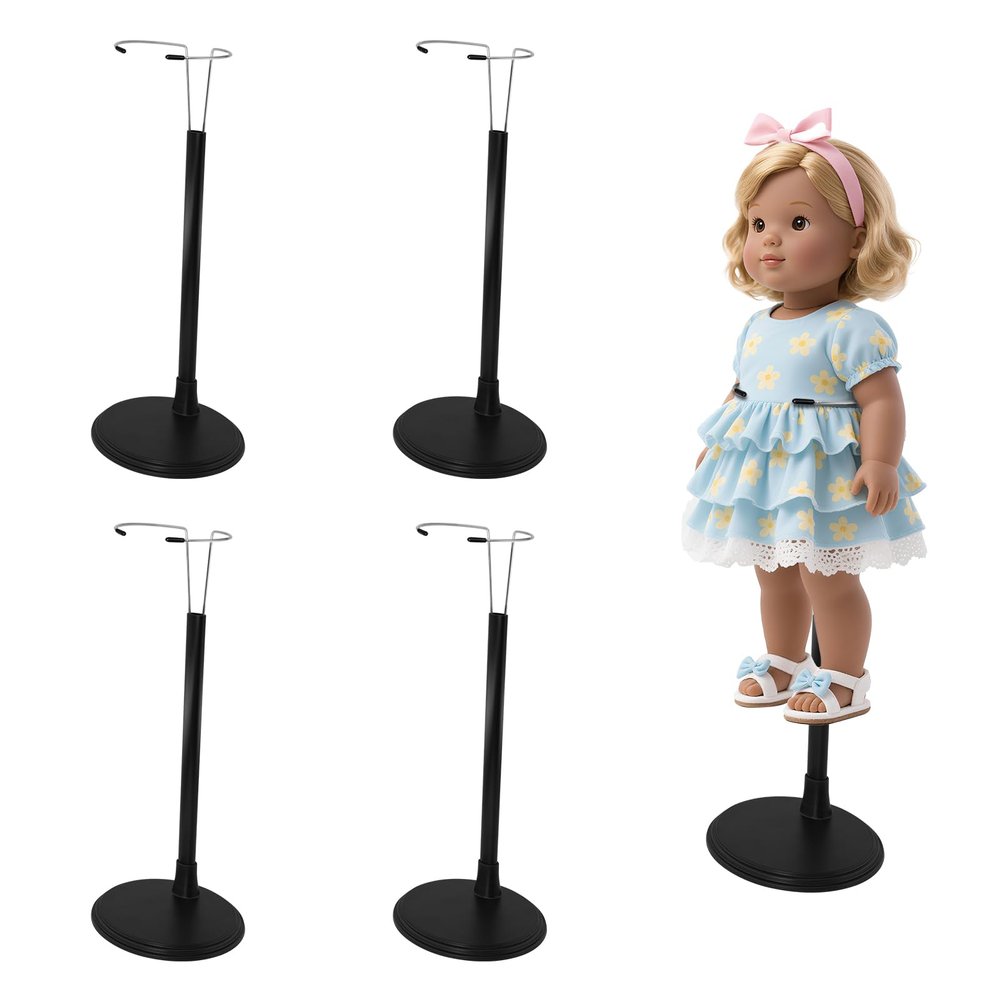 4PCS Doll Stand Compatible with American Girl Accessories,Fit 15, 16, 17, 18, 19, 20, and 21 inch Dolls, Waist 2" - 4",Black