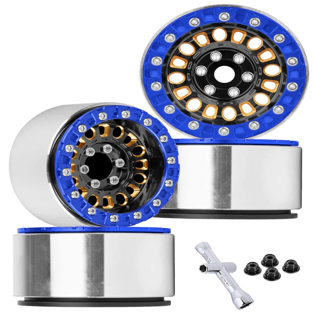 BRCatWPark 1.9 Brass Beadlock Wheel Rim for 1/10 SCX10 SCX10 II 90046 SCX10 III AXI03007 SCX10 Pro TRX4 TRX6 Gen7/8 D90 VS4-10 MST CFX RC Crawler Car,Brass Beadlock & Aluminum Deep Dish Rim,BlackGold