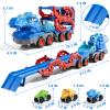 10 in 1 Dinosaur Truck Toys for Kids Toddlers Boys 3-5 4-8, Dino Carrier Truck with Foldable Track, Spray, Light & Sounds and 9 Dino Cars, Birthday Gifts for Kids Boys Girls 3 4 5 6 7 8 Year Old view 3